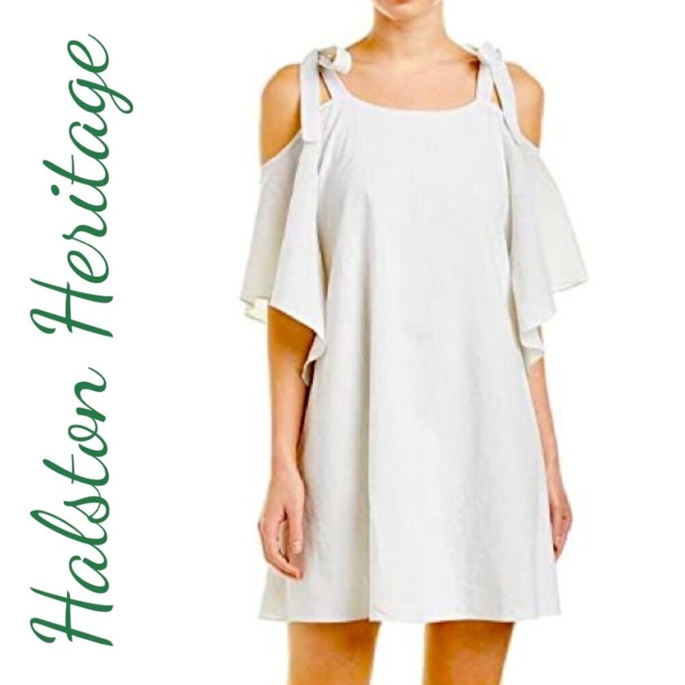 NWT‎ HALSTON HERITAGE LINEN BOHO COASTAL MINI DRESS, SIZE MEDIUM